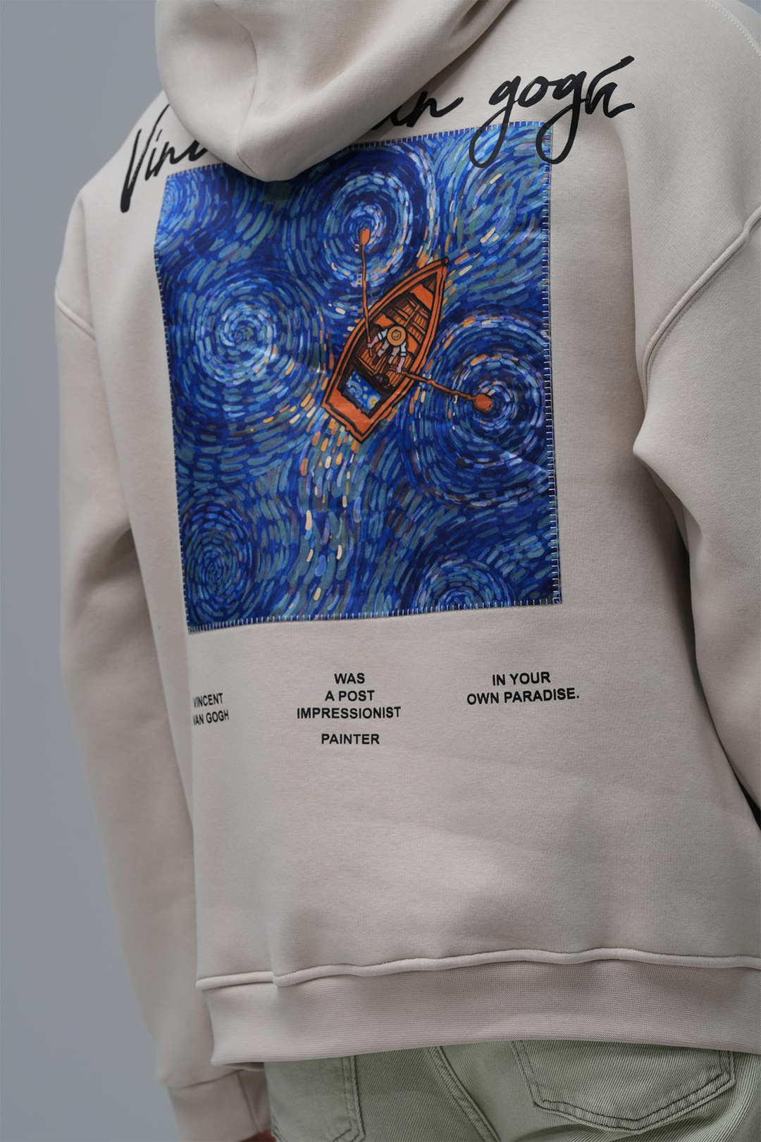 Starry Flow Oversize Sweatshirt Erkek Ekru