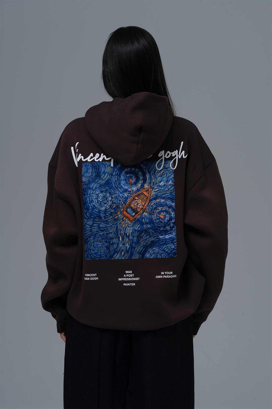 Starry Flow Oversize Sweatshirt Kadın Kahverengi