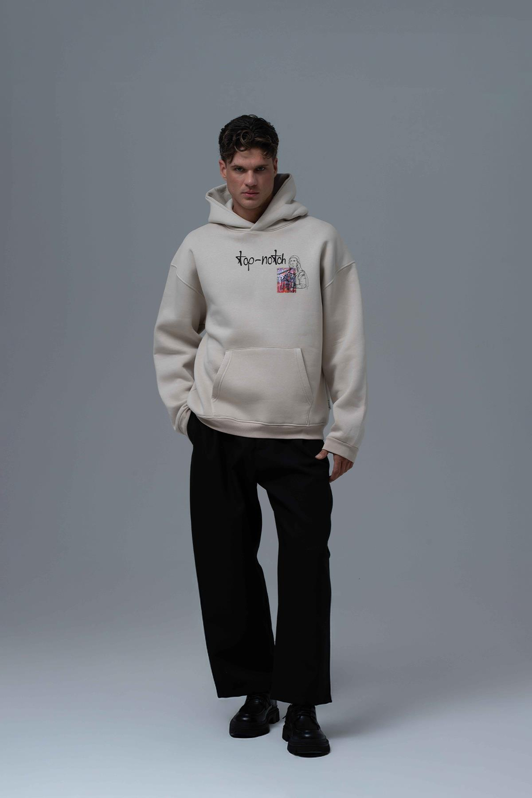 Top-Notch Oversize Sweatshirt Erkek Ekru