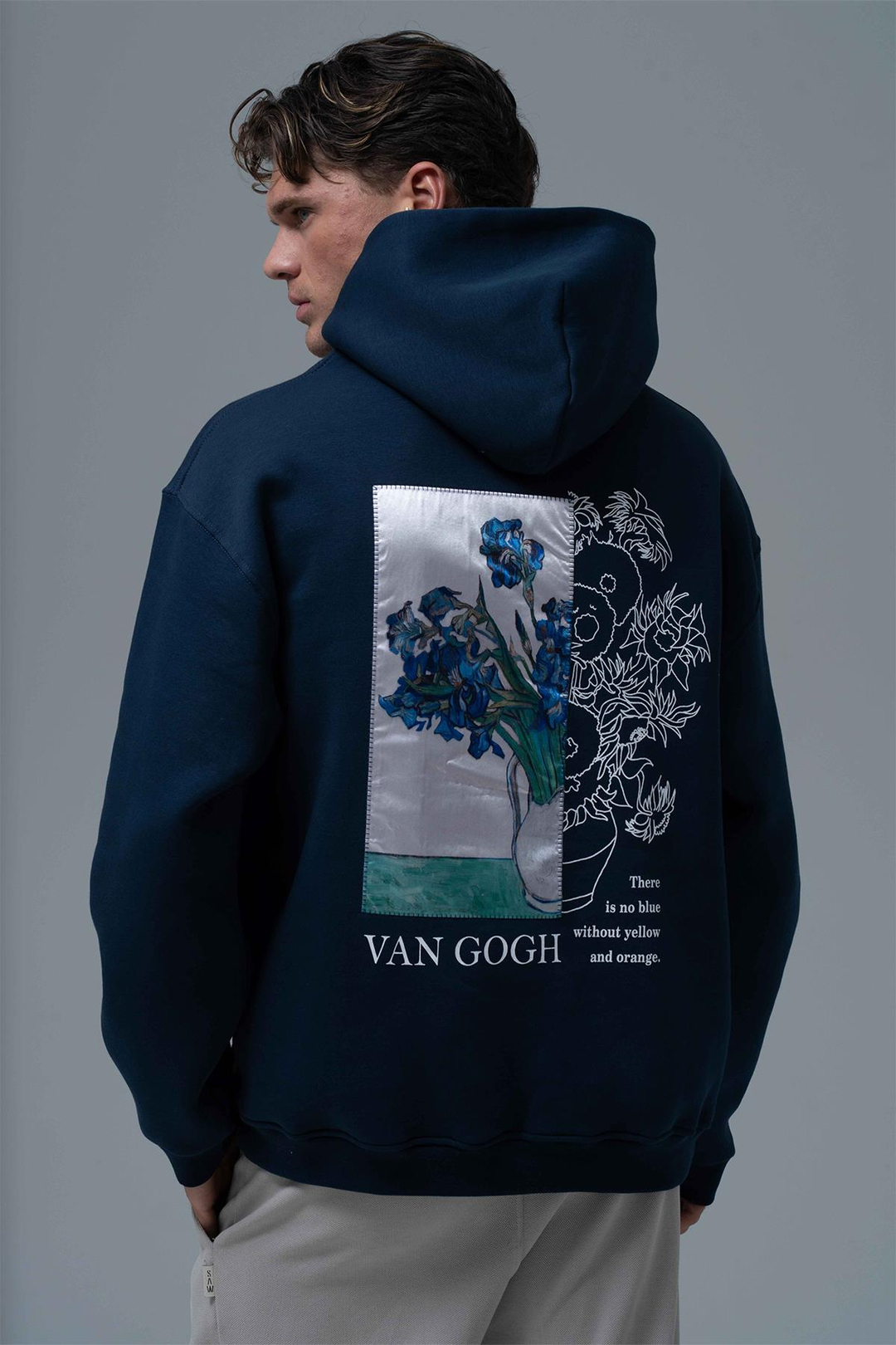 Van Gogh Irises Oversize Sweatshirt Erkek İndigo