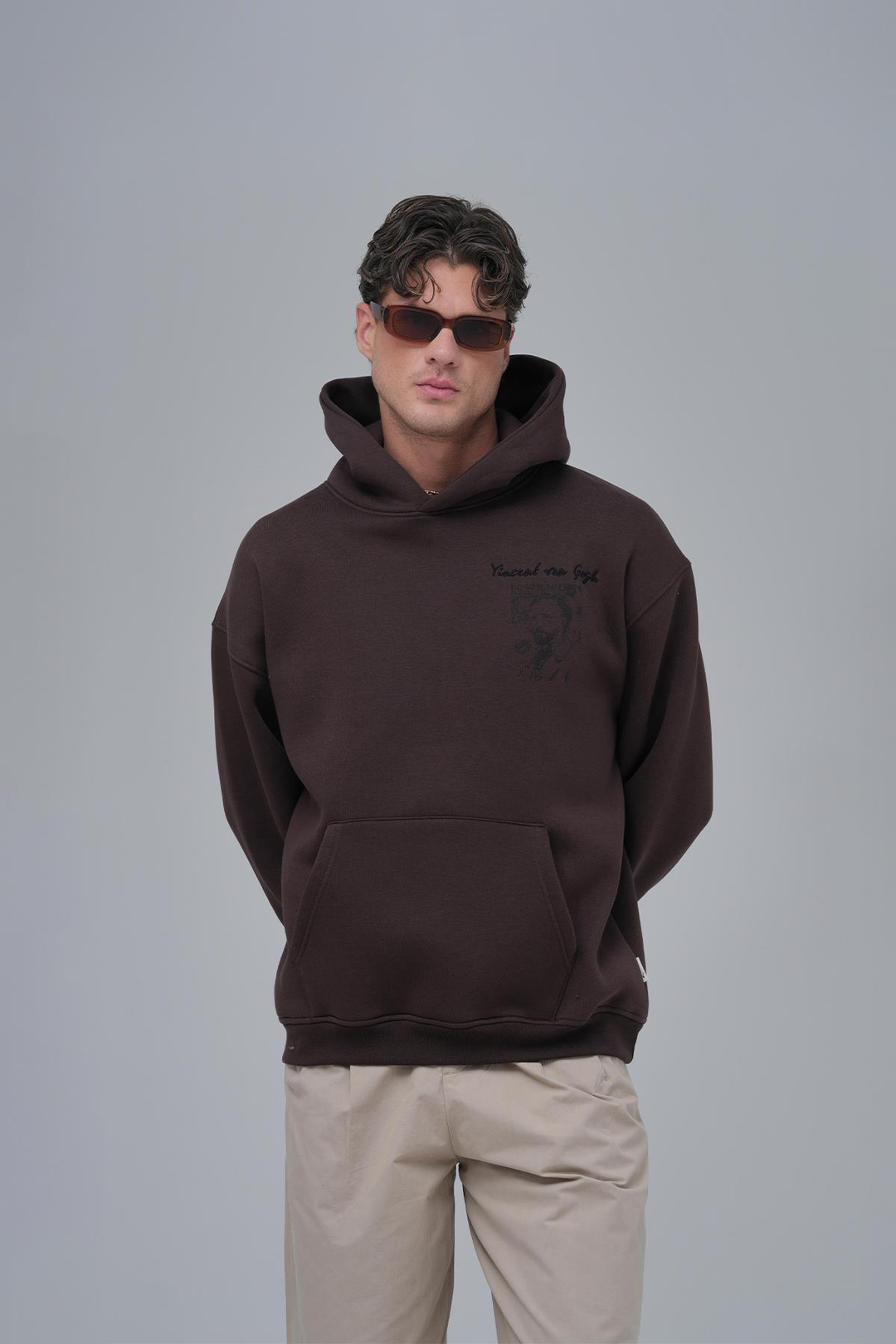 Van Gogh Threads Oversize Sweatshirt Erkek Kahverengi