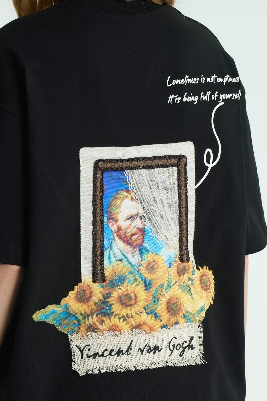 Vincent Canvas Oversize Kadın Tişört Siyah