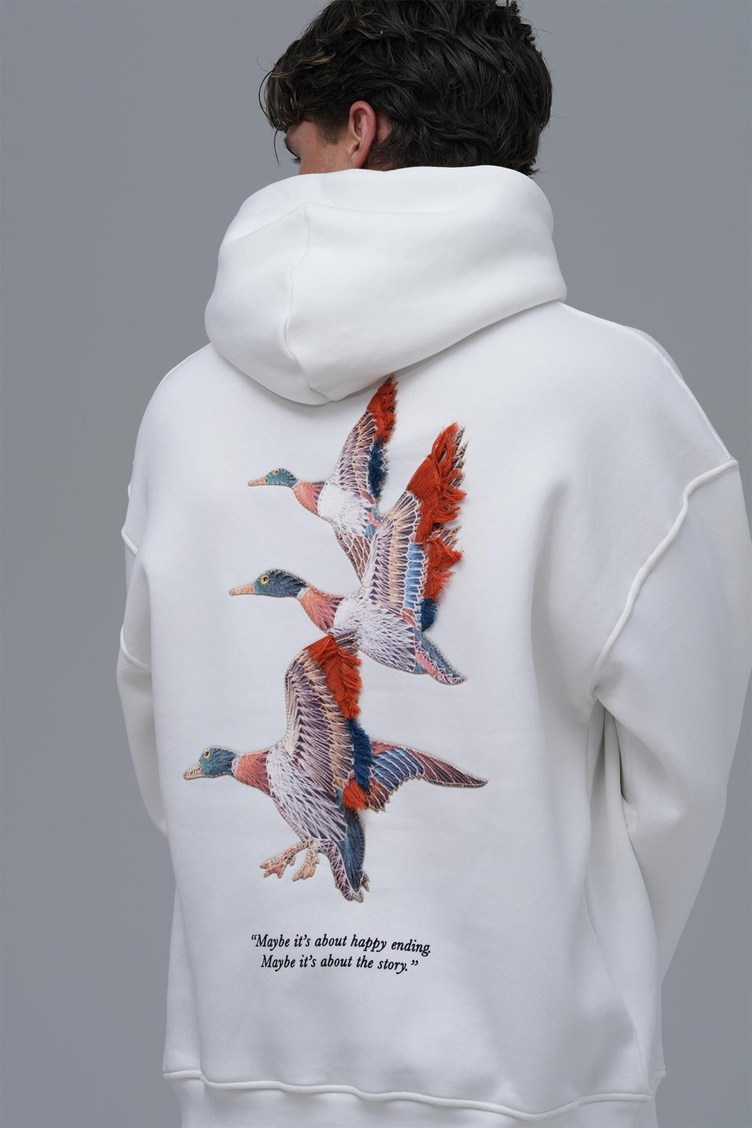 Wings Oversize Sweatshirt Erkek Ekru