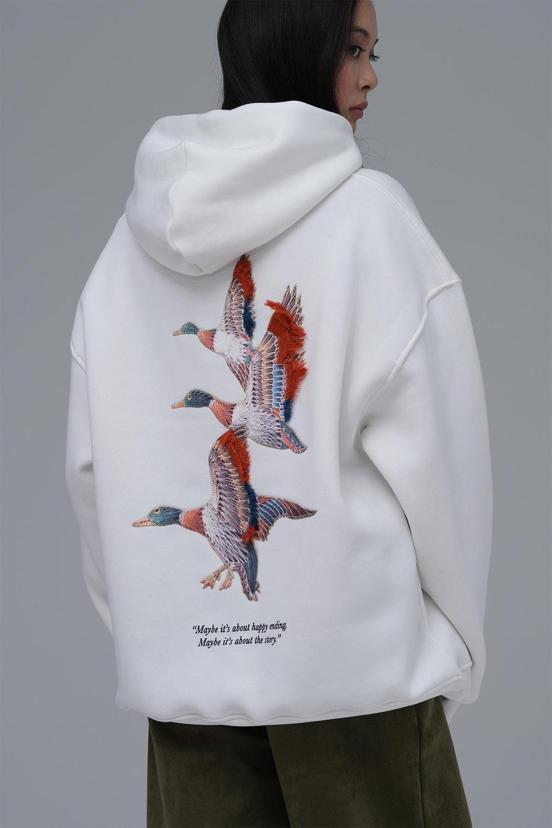 Wings Oversize Sweatshirt Kadın Ekru