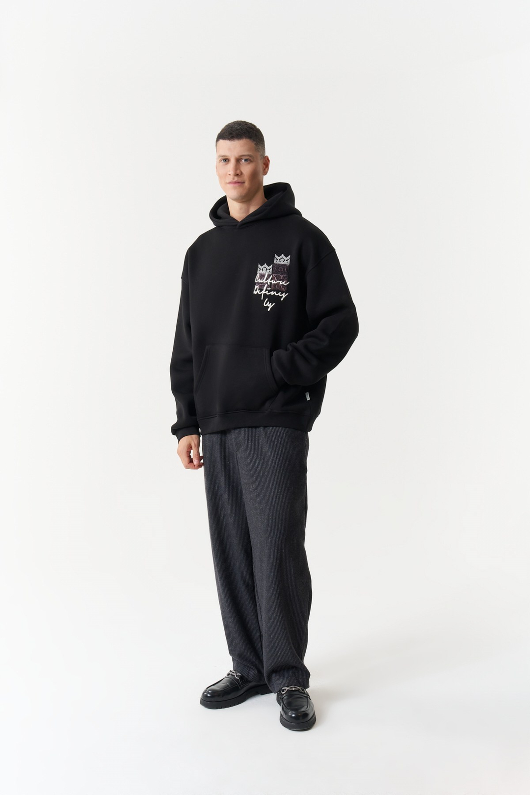 Woven Identity Oversize Erkek Sweatshirt Siyah