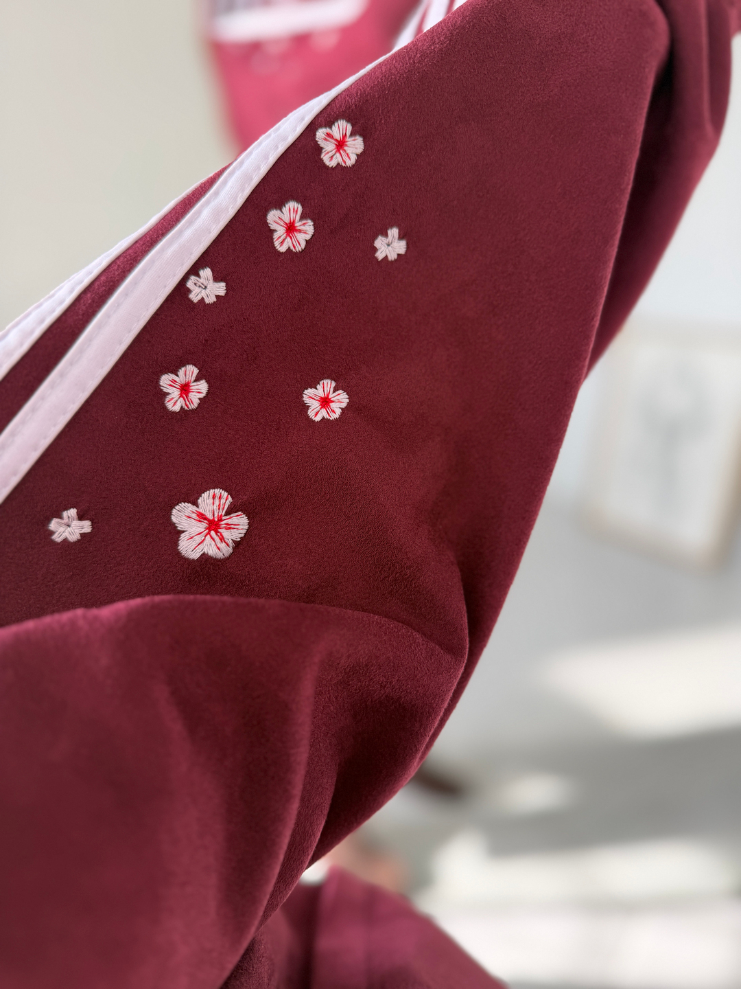 Ads Çiçekli  Bomber Ceket Bordo
