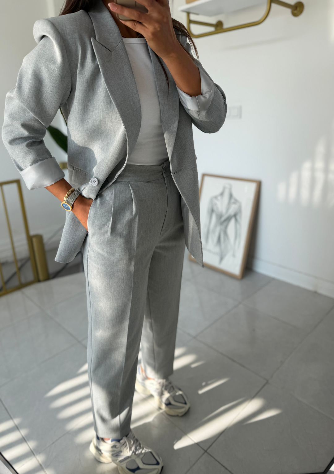 Boyfit Business Takım Gri