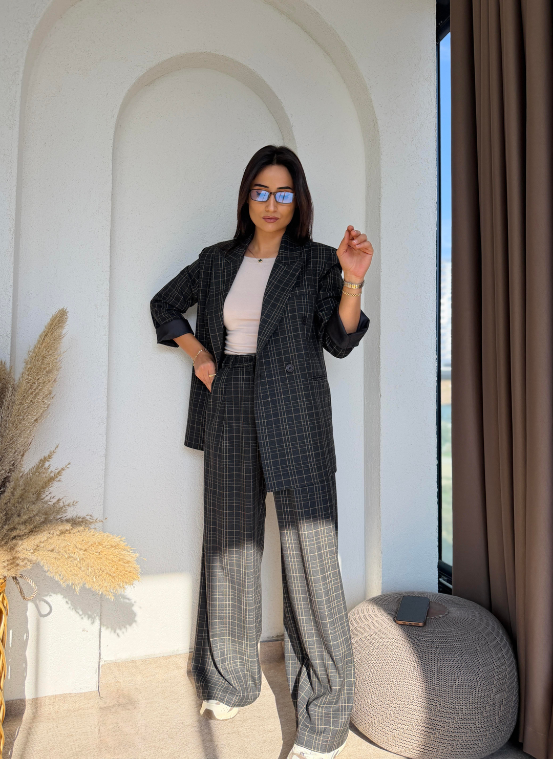 Ekoseli Lüks Oversize Takım Elbise