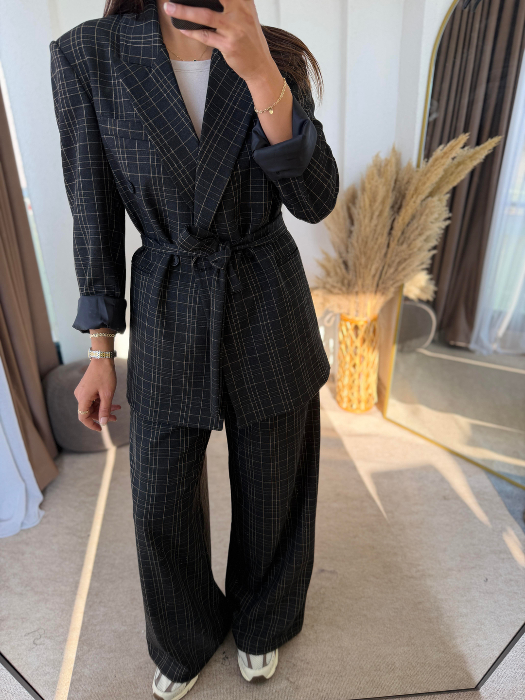 Ekoseli Lüks Oversize Takım Elbise