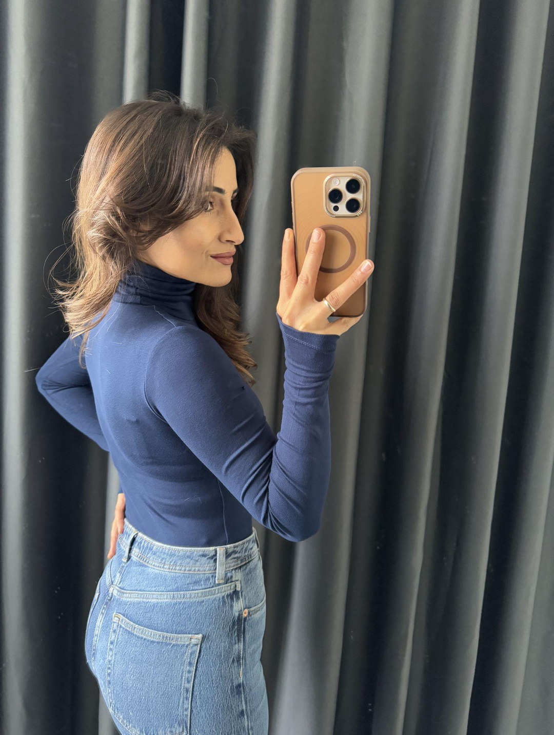 Massi Boğazlı Body Lacivert