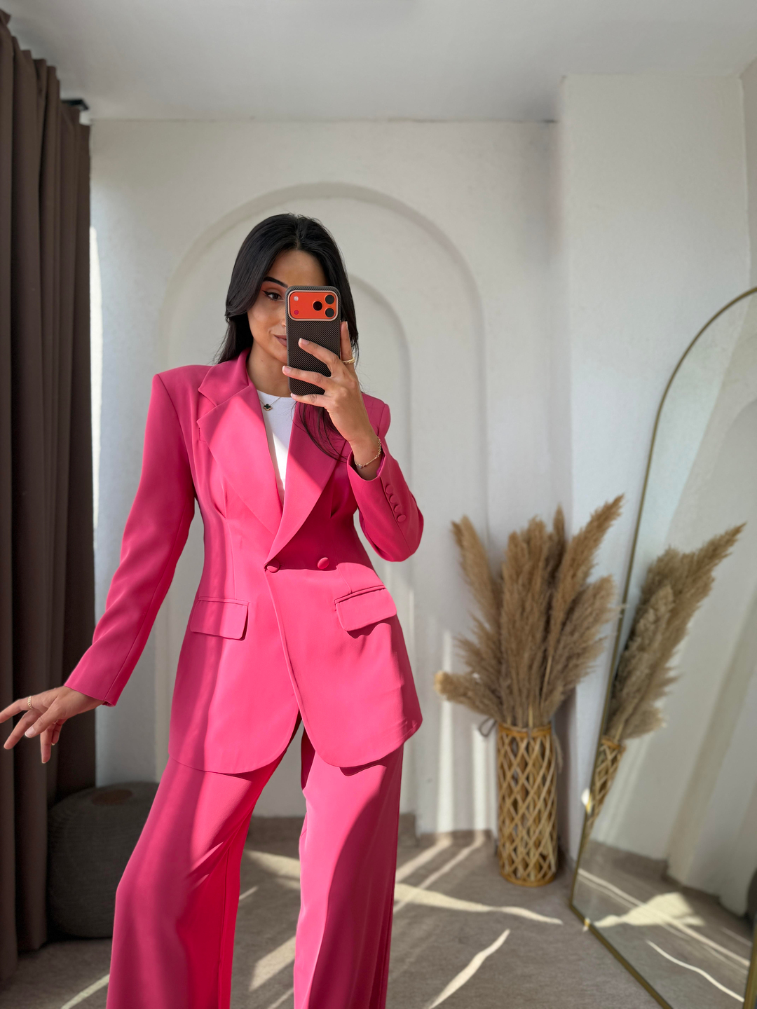 Modern Lyocell Takım Elbise Pembe