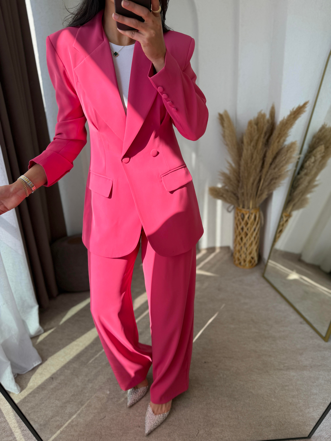 Modern Lyocell Takım Elbise Pembe
