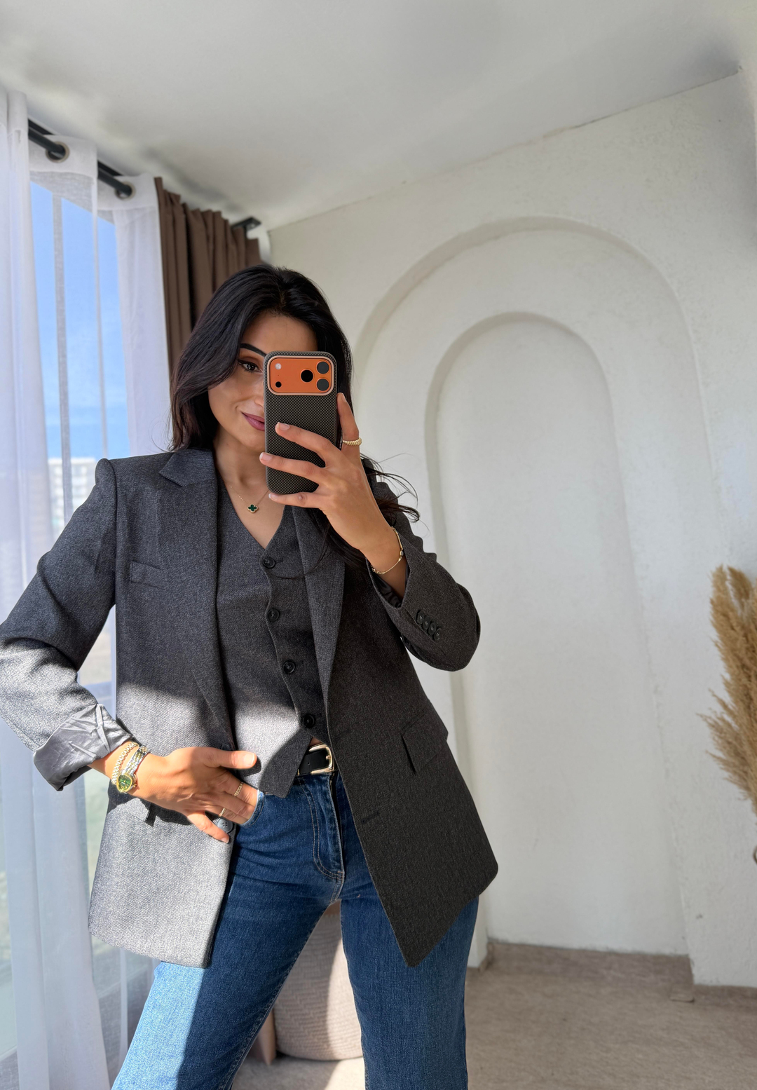 Yünefekt Blazer Antrasit