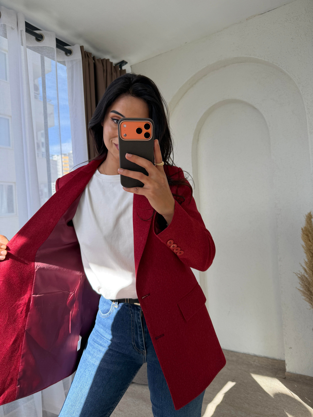 Yünefekt Blazer Bordo