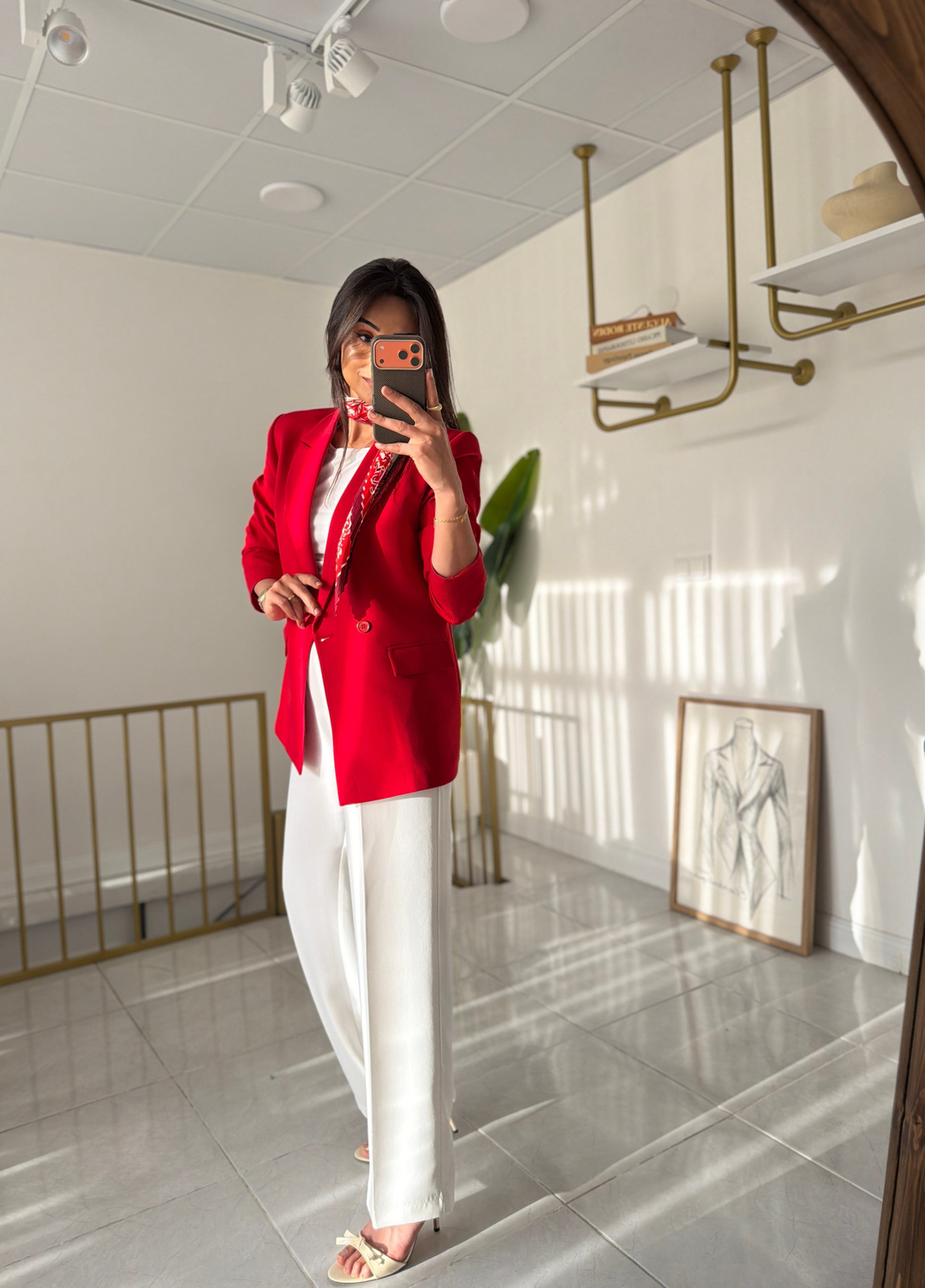 Zara Kırmızı Blazer Ceket (Fular Hediyeli