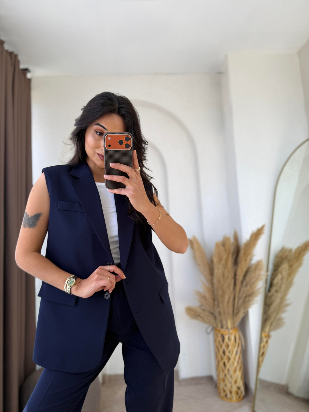 Zara Model Vatkalı Yelek Takım Lacivert 