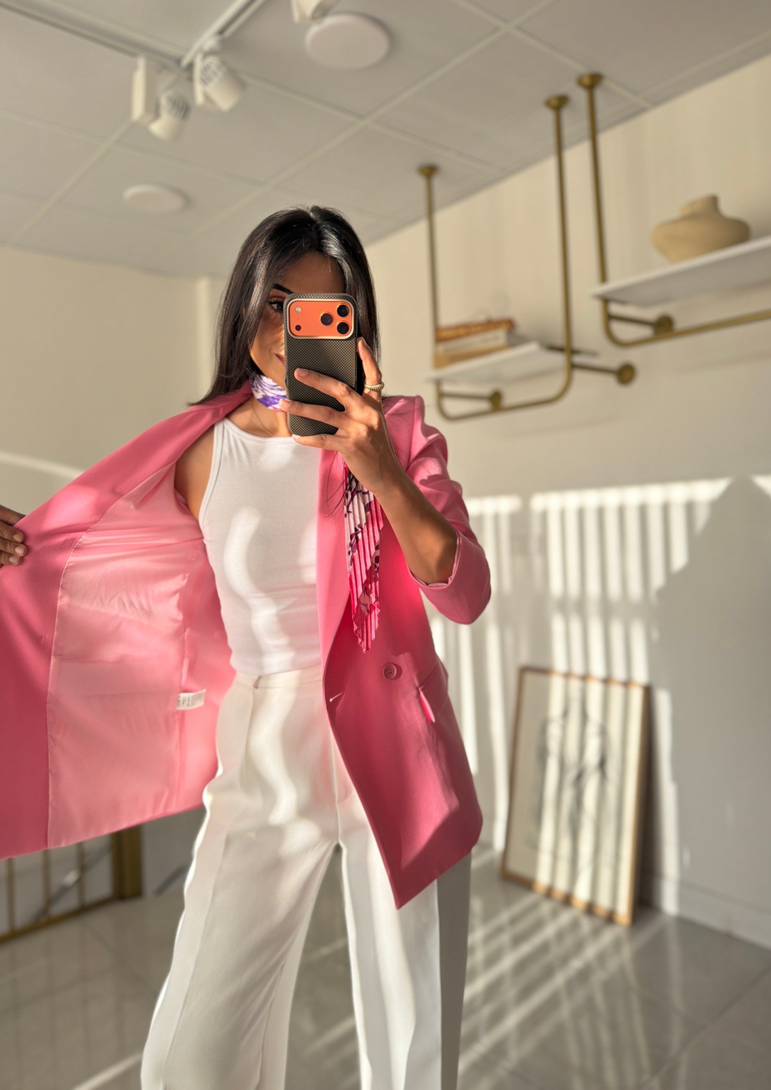 Zara Pembe Blazer Ceket(Fular Hediyeli)