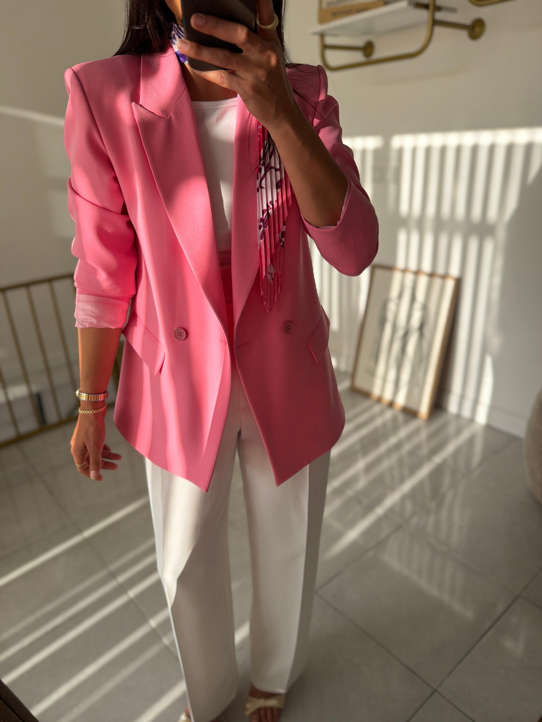 Zara Pembe Blazer Ceket(Fular Hediyeli)