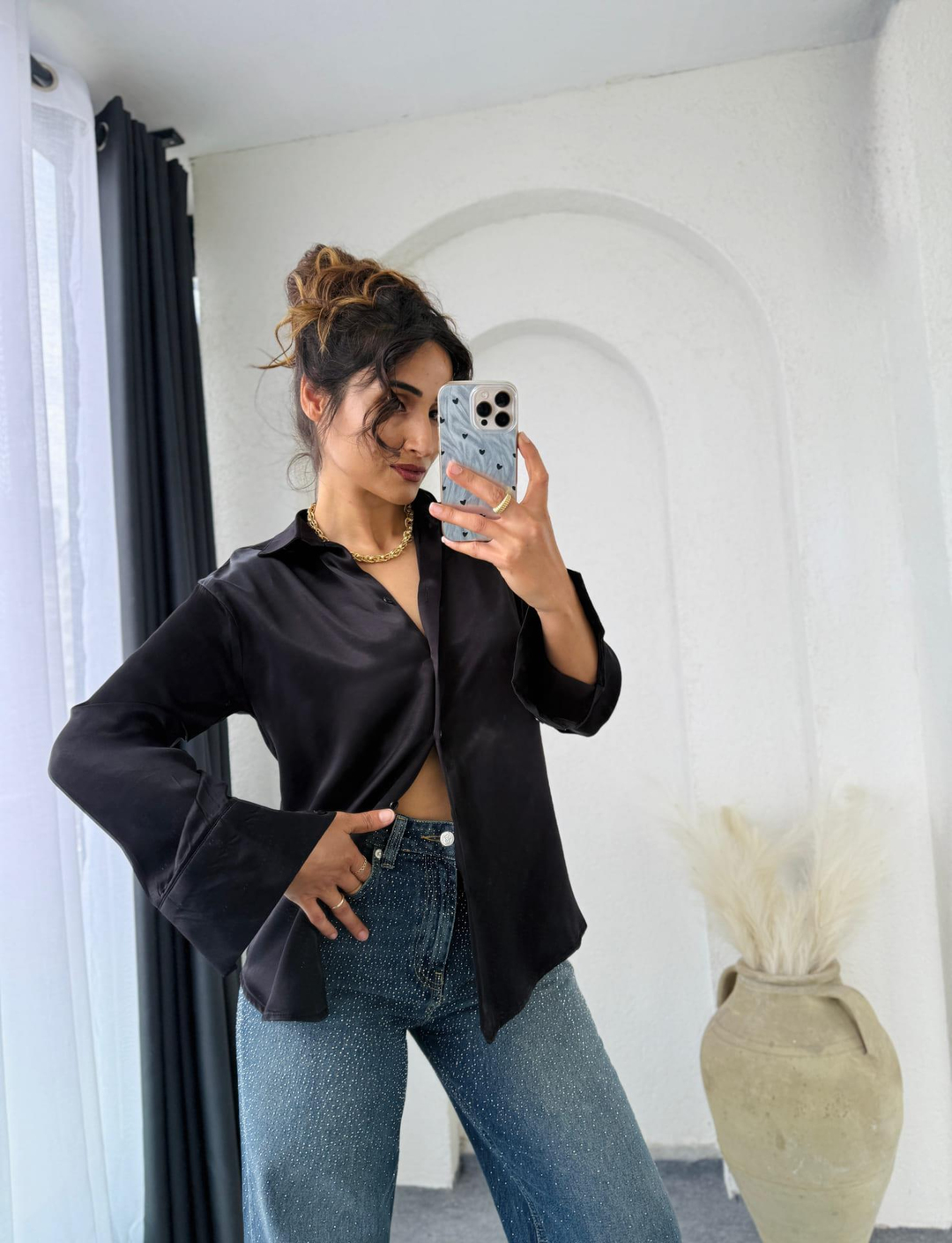Zara Saten Gömlek Siyah