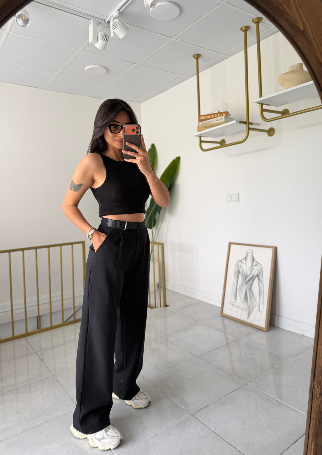 Zara Yan Kemerli Palazzo Siyah