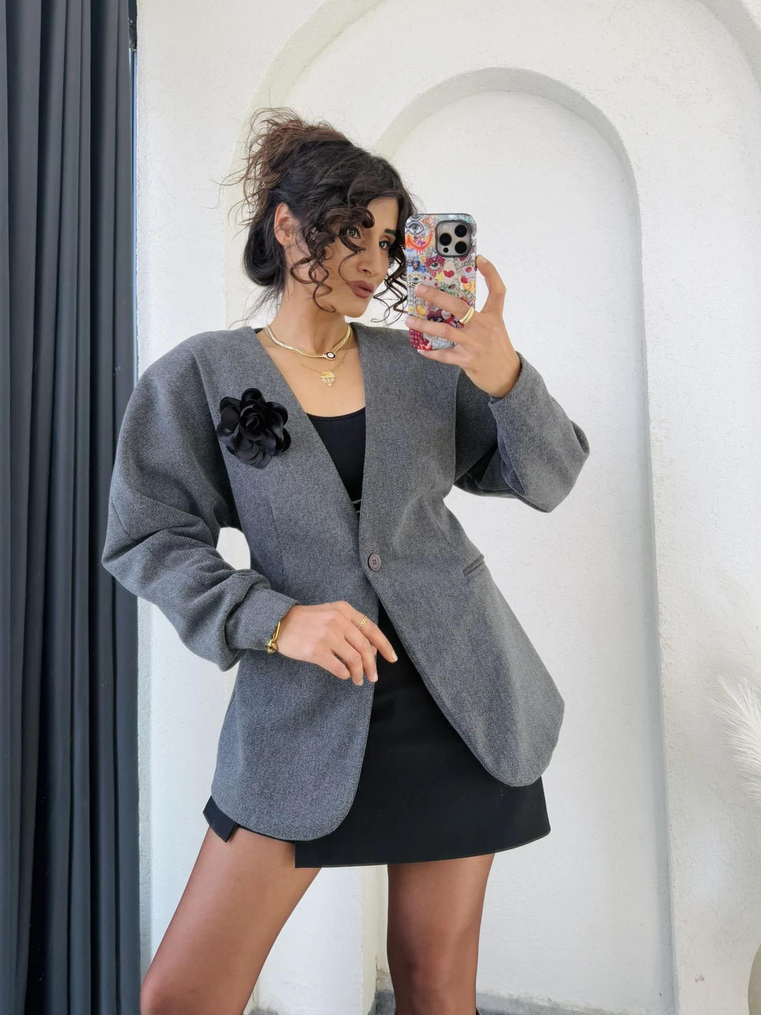 Belden Oturtmalı Kaşe Blazer Antrasit · 3