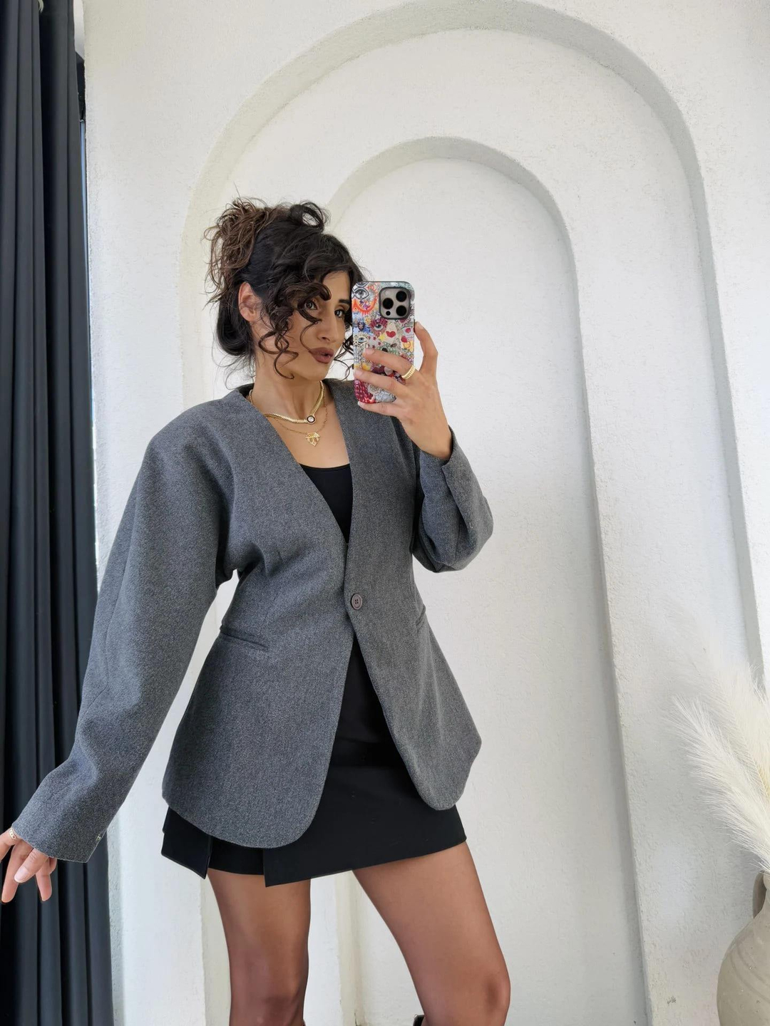 Belden Oturtmalı Kaşe Blazer Antrasit · 5
