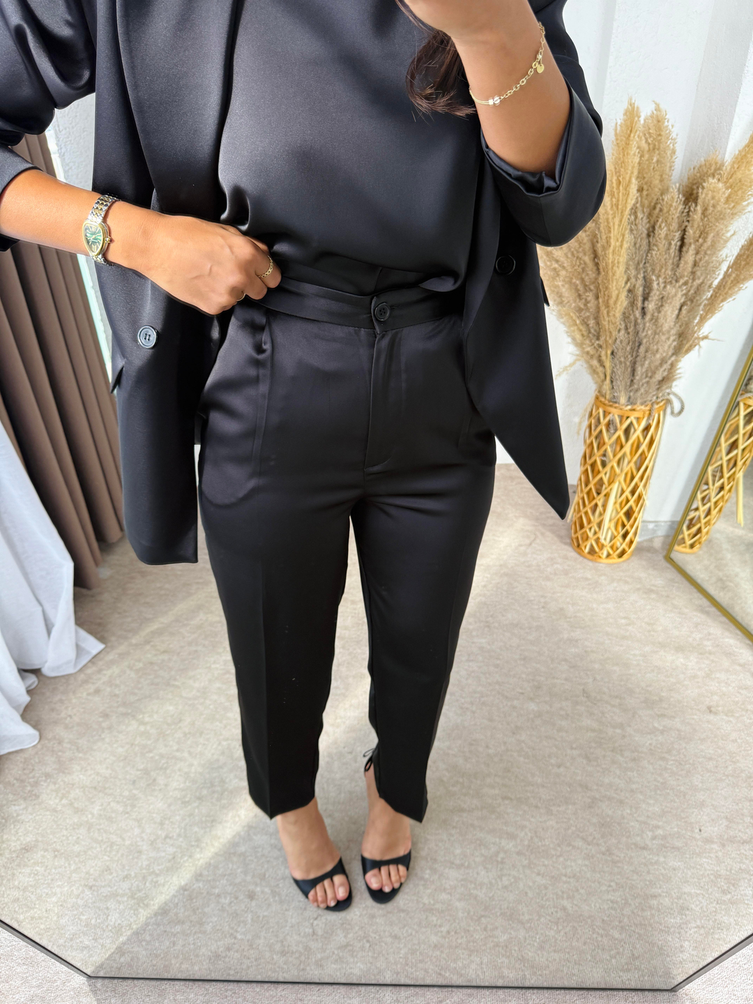 Boyfit Elegance Saten Takım Siyah · 14
