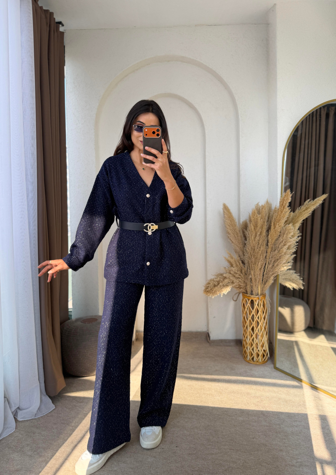 Chanel Kemerli Tüvit Takım Lacivert · 7