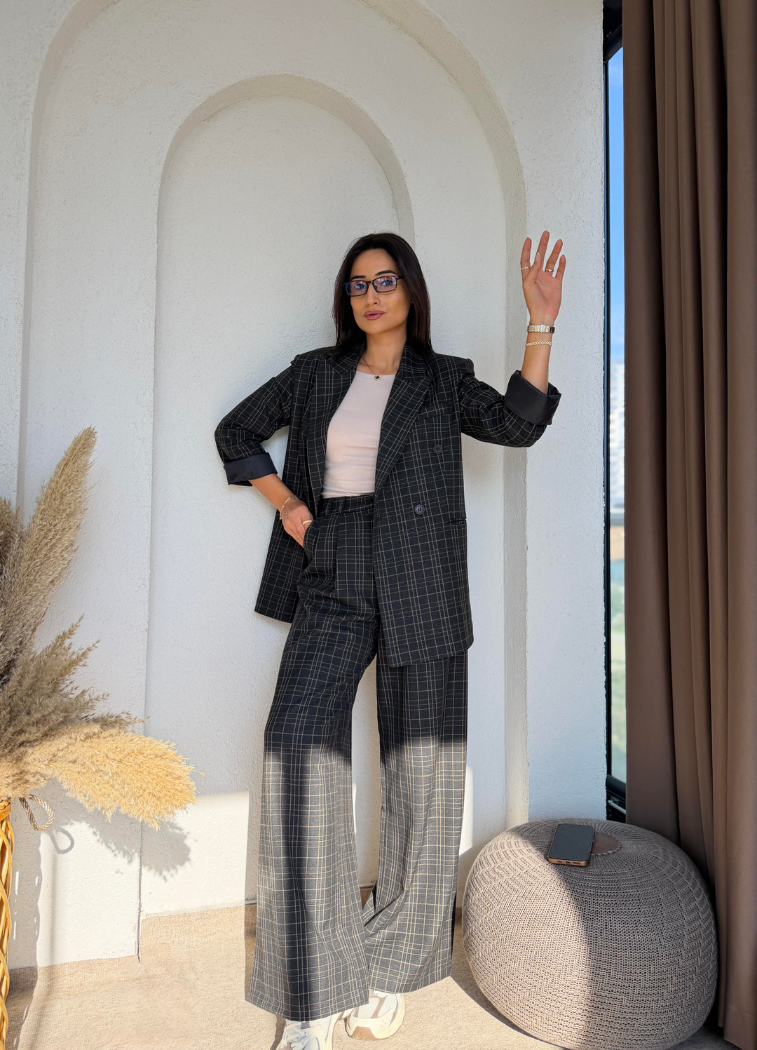 Ekoseli Lüks Oversize Takım Elbise