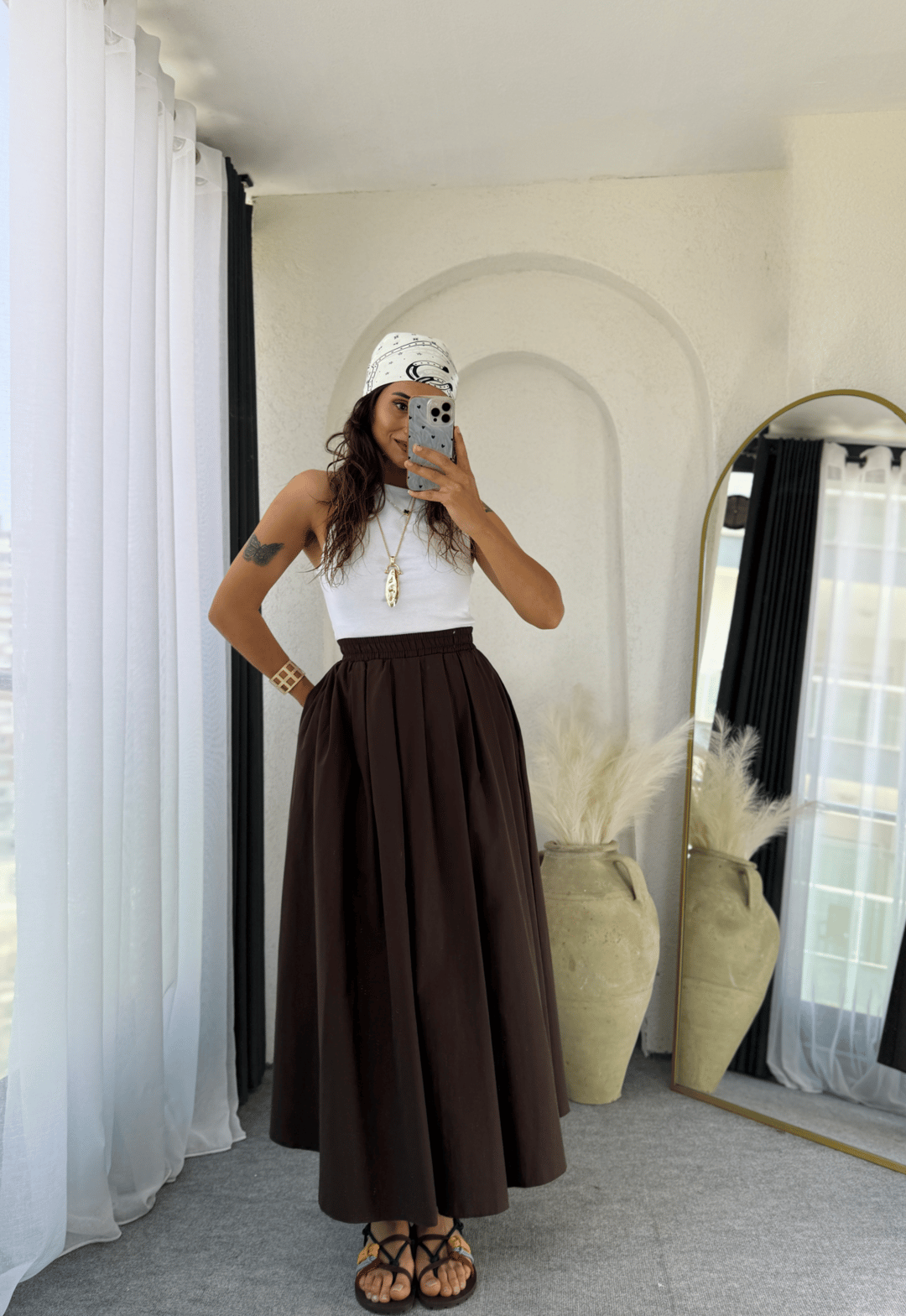 Poplin Kloş Etek Acıkahve · 3