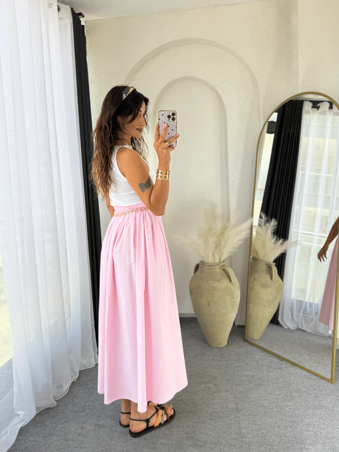 Poplin Kloş Etek Pembe · 6