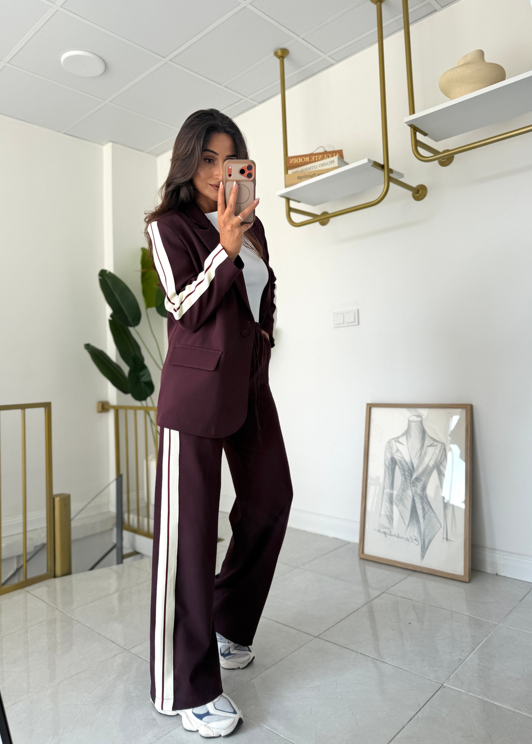 Şeritli Blazer Takım Mürdürm
