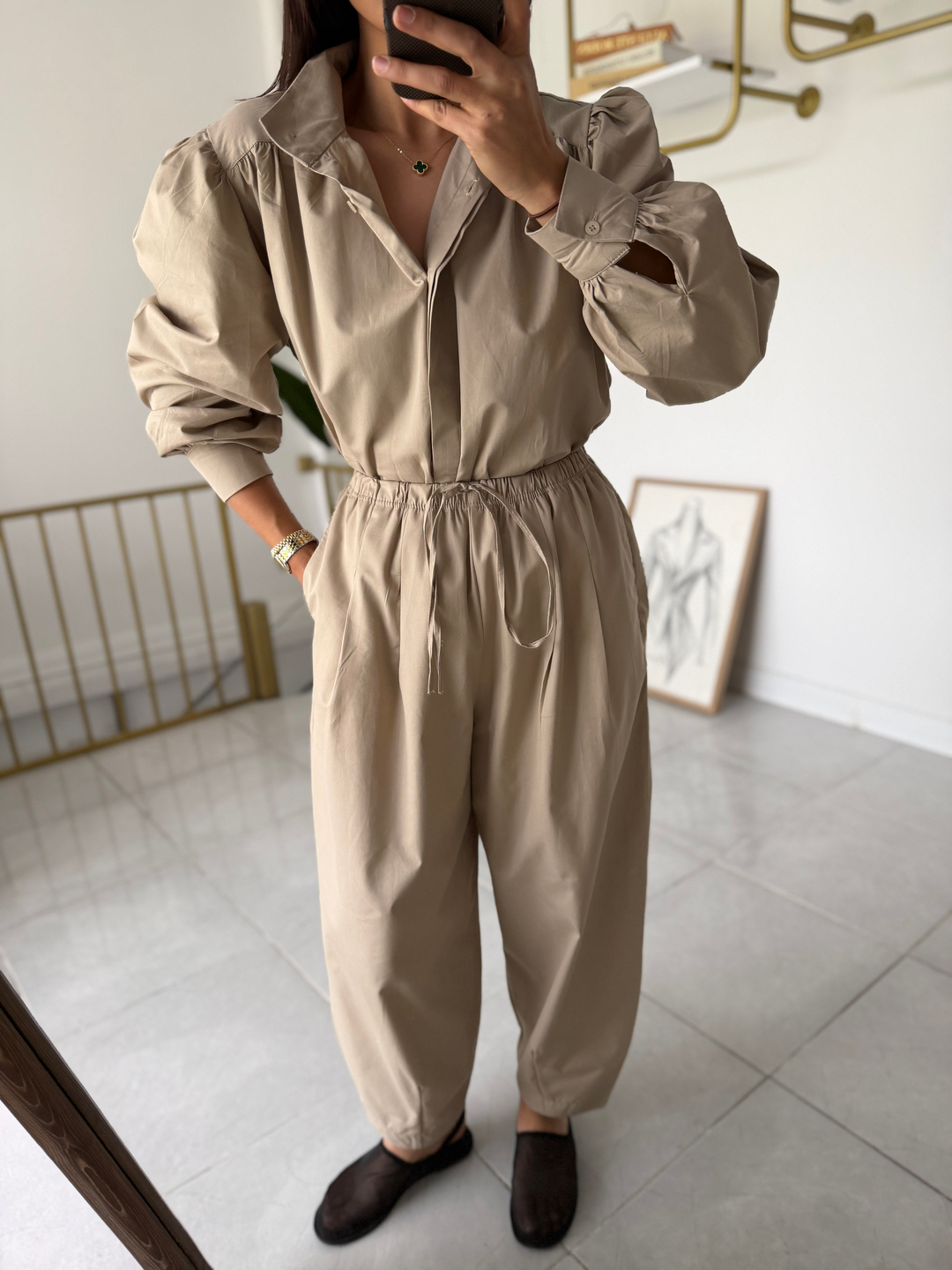 Vintage Poplin Takım Bej · 6