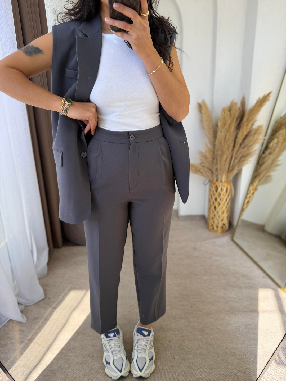 Zara Model Vatkalı Yelek Takım Füme · 7