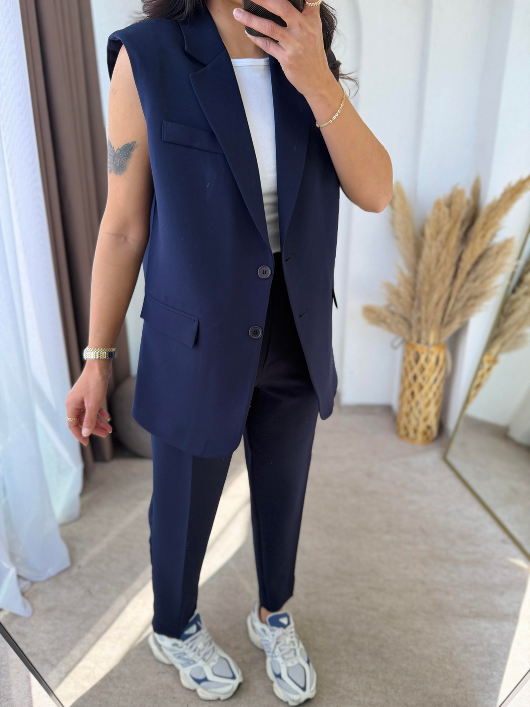Zara Model Vatkalı Yelek Takım Lacivert · 7
