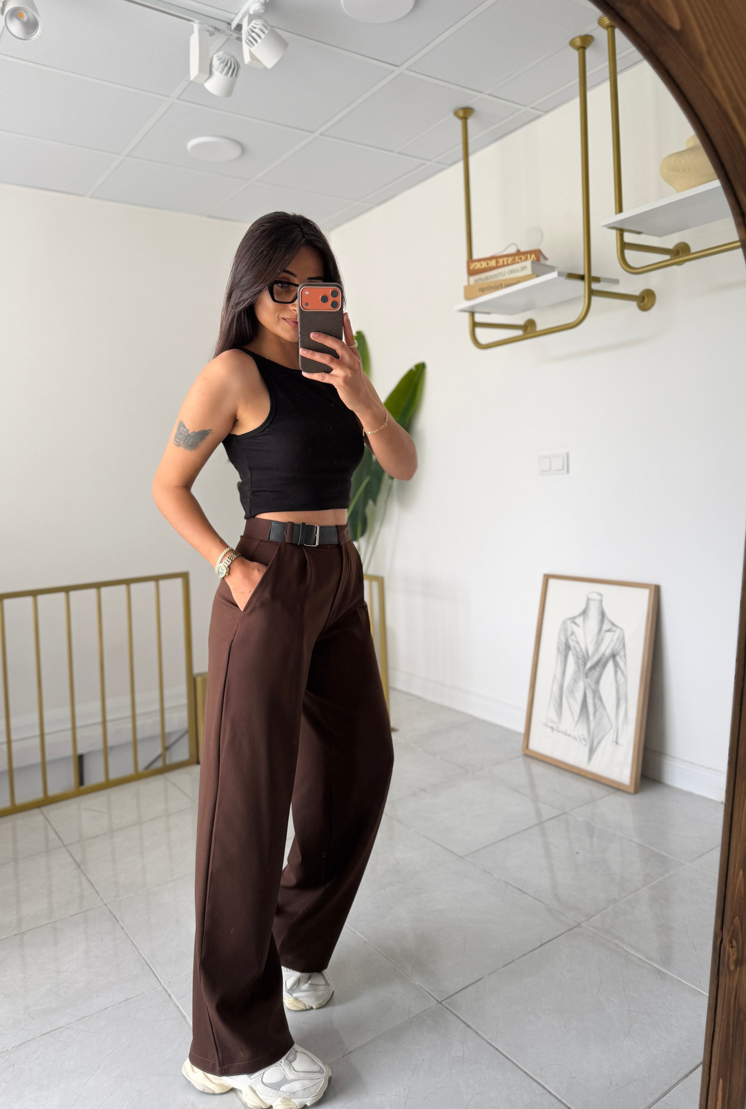 Zara Yan Kemerli Palazzo Kahverengi · 6