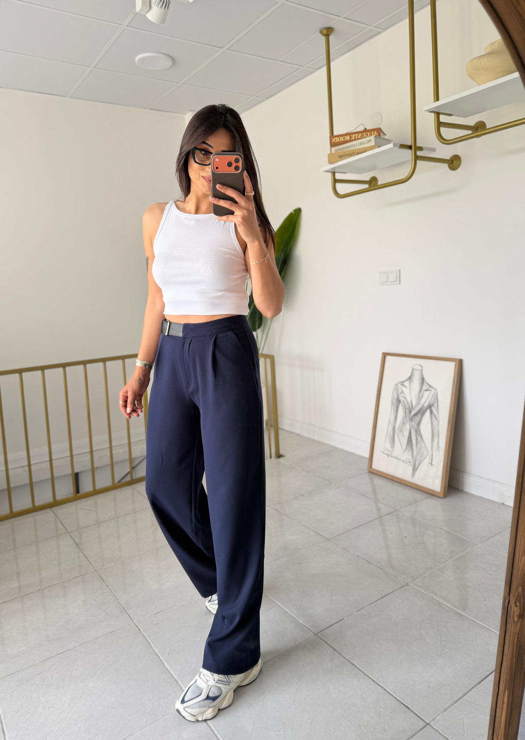 Zara Yan Kemerli Palazzo Lacivert · 5