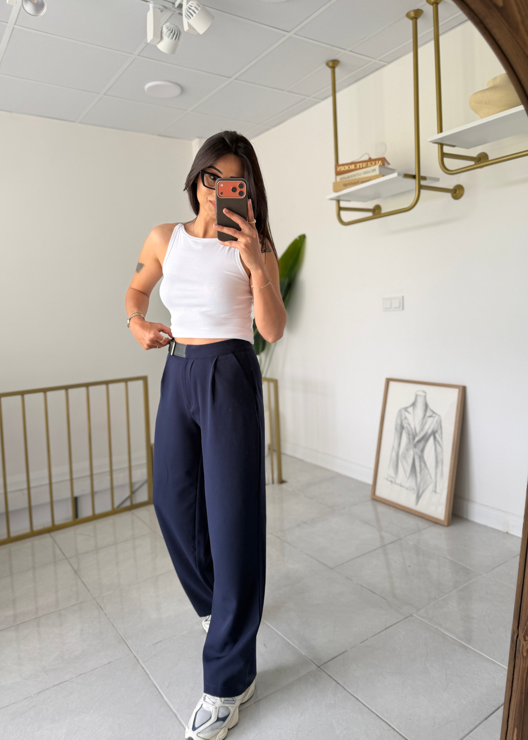 Zara Yan Kemerli Palazzo Lacivert · 7