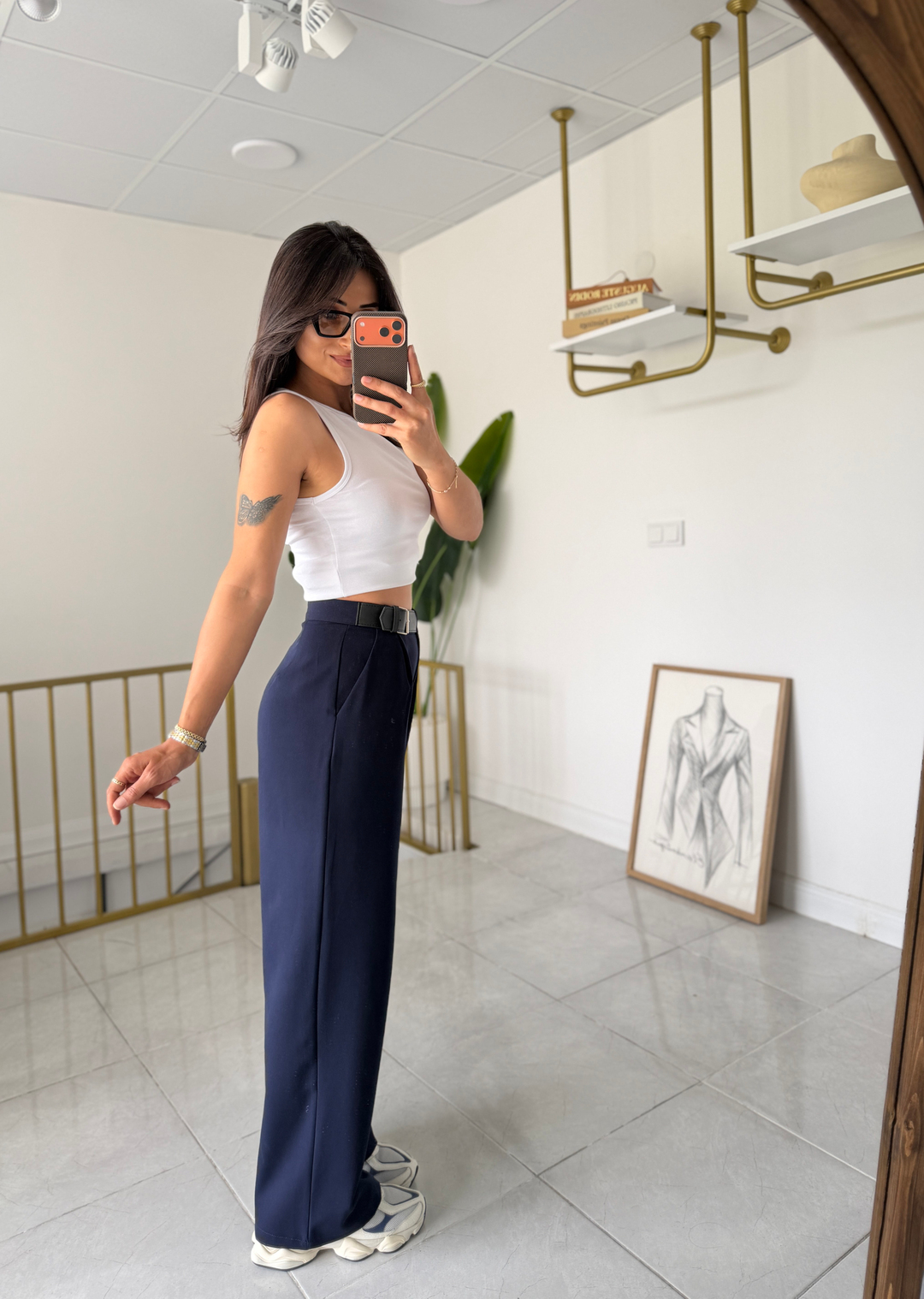 Zara Yan Kemerli Palazzo Lacivert · 3