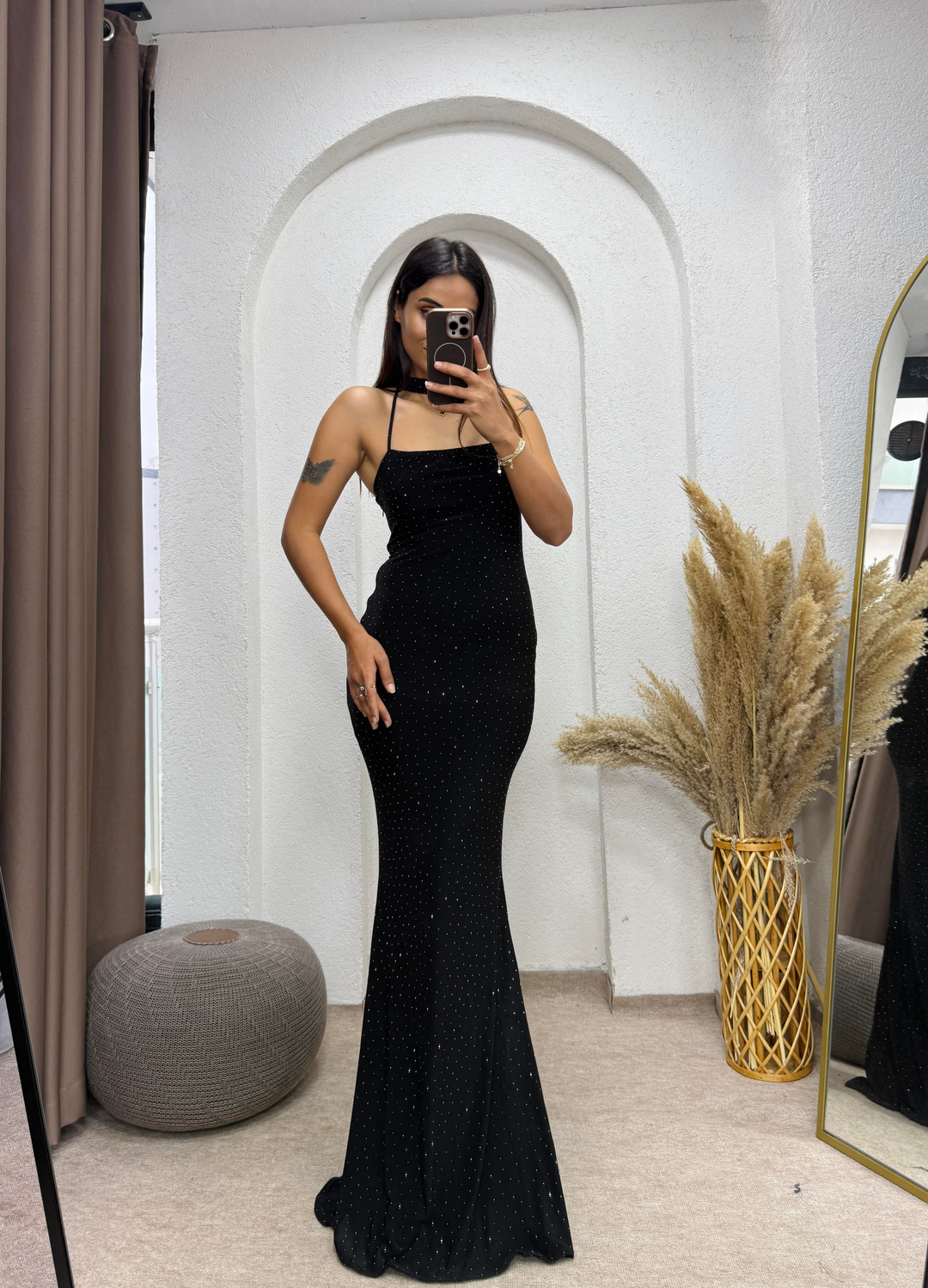 Zerafina Taşlı Siyah Elbise
