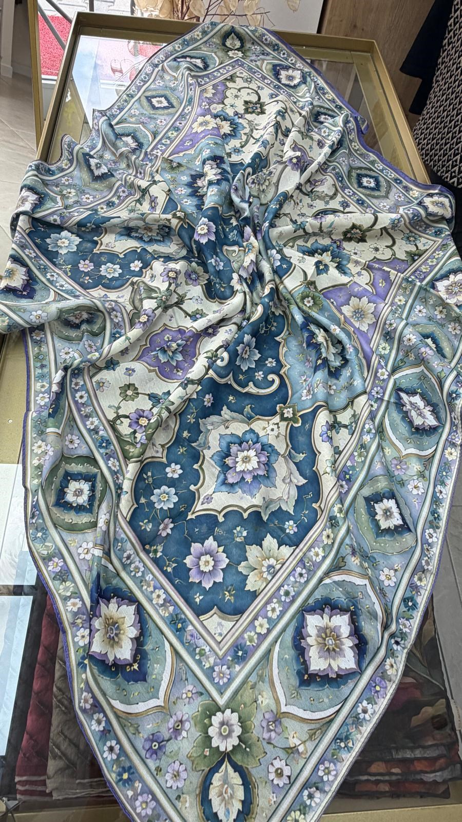 Siyane Pamuk Desenli Eşarp