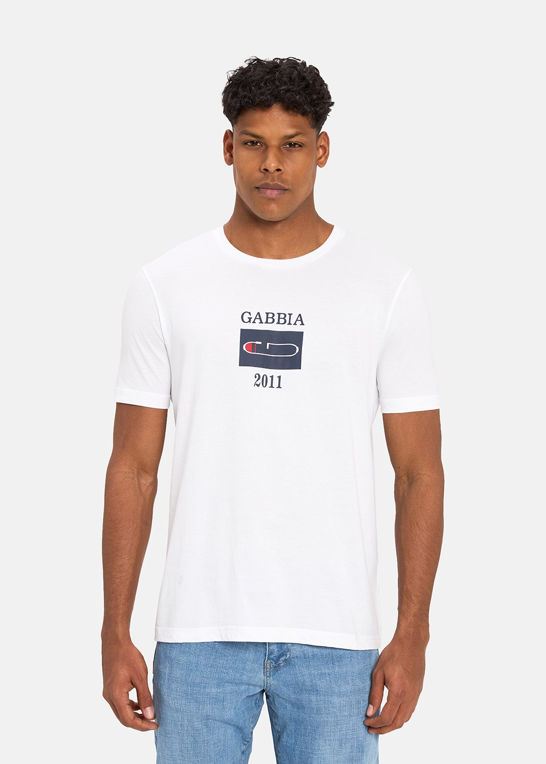 Gabbia Beyaz Classic Fit Baskılı T-Shirt