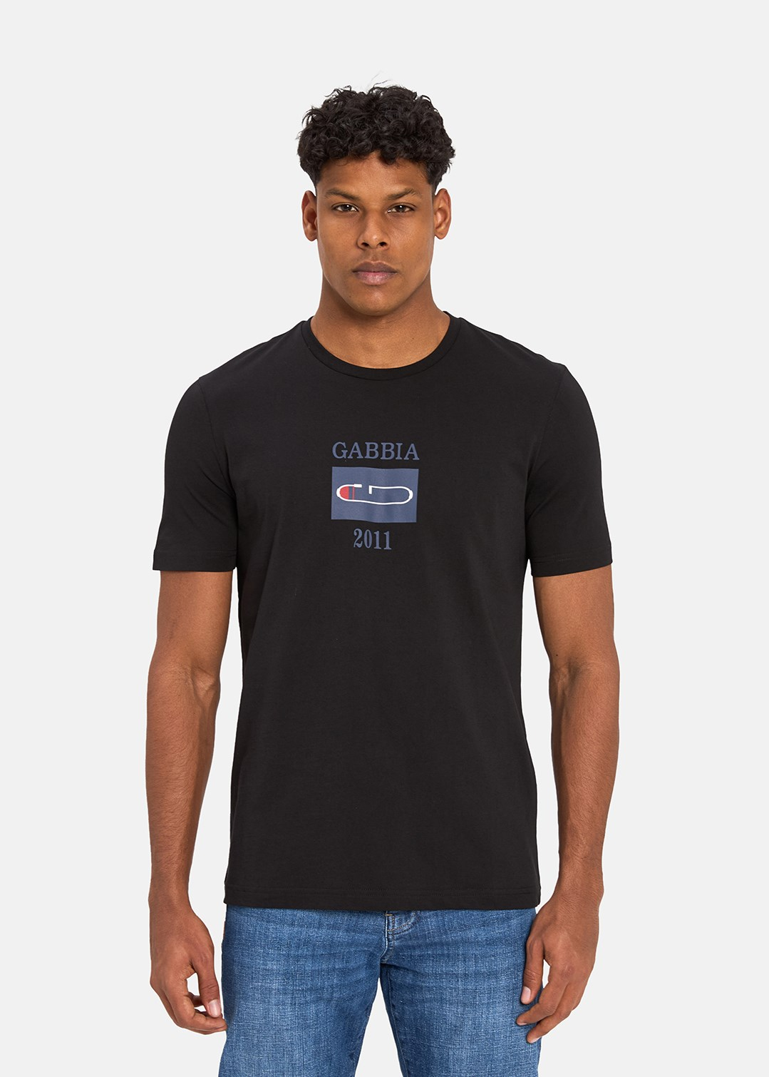 Gabbia Siyah Classic Fit Baskılı T-Shirt