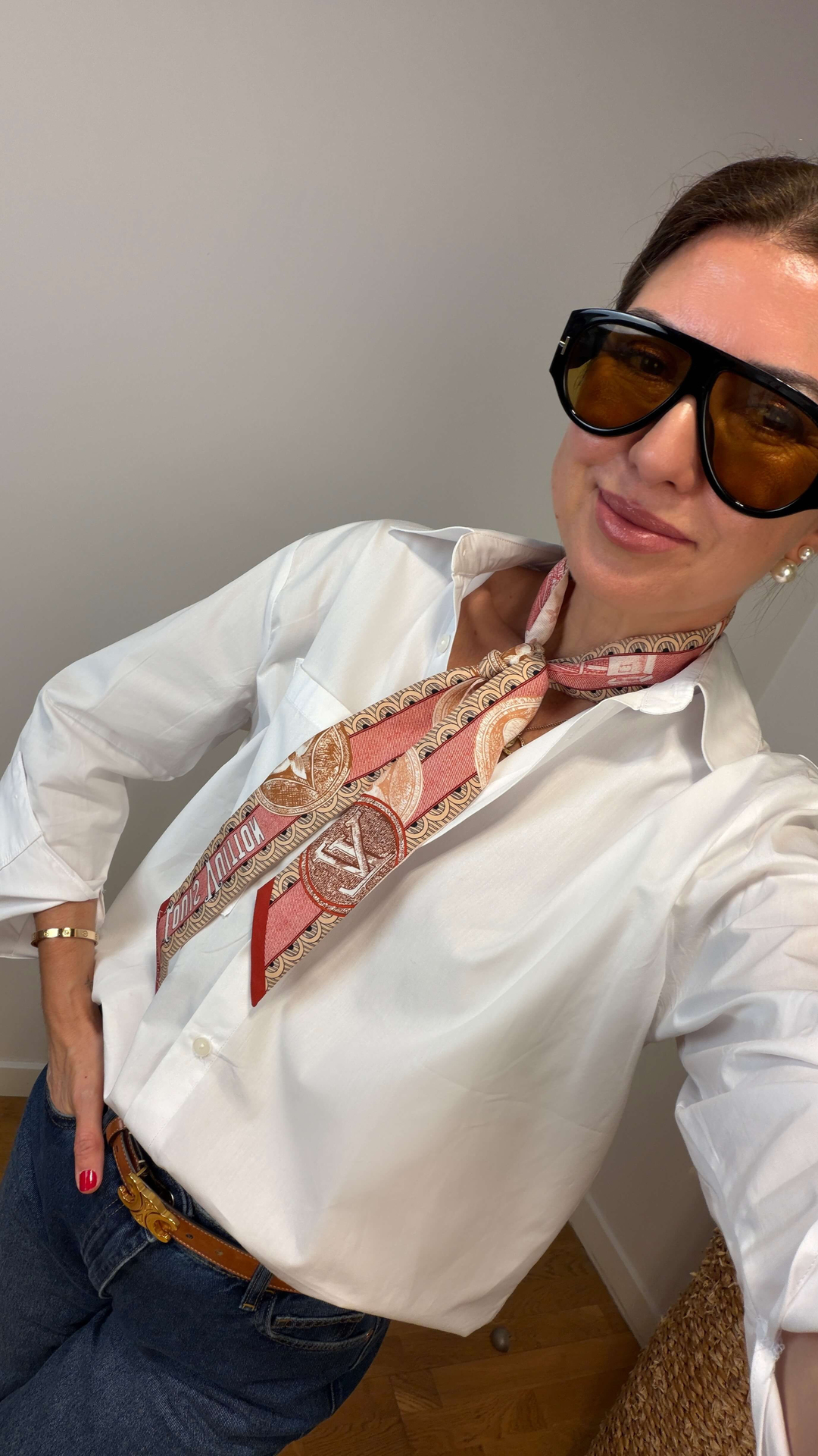 Düğmeli %100 Pamuk Oversize Gömlek