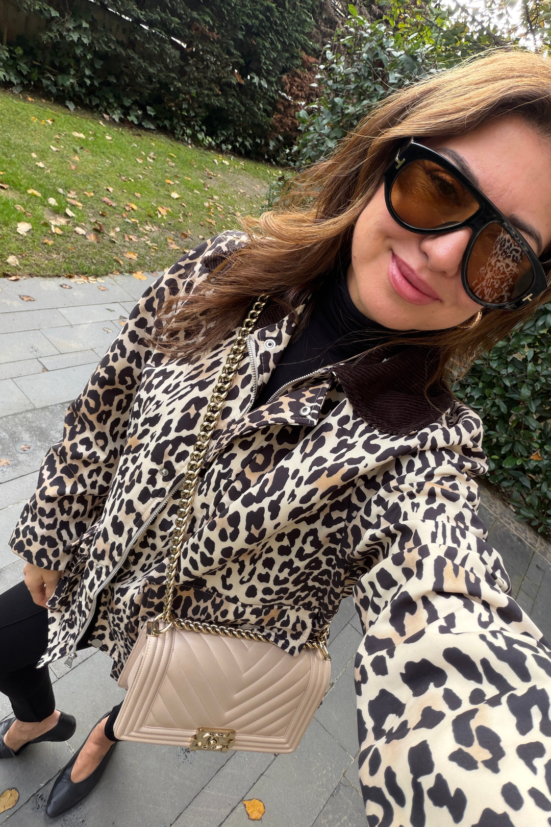 Leopar desenli oversize trençkot