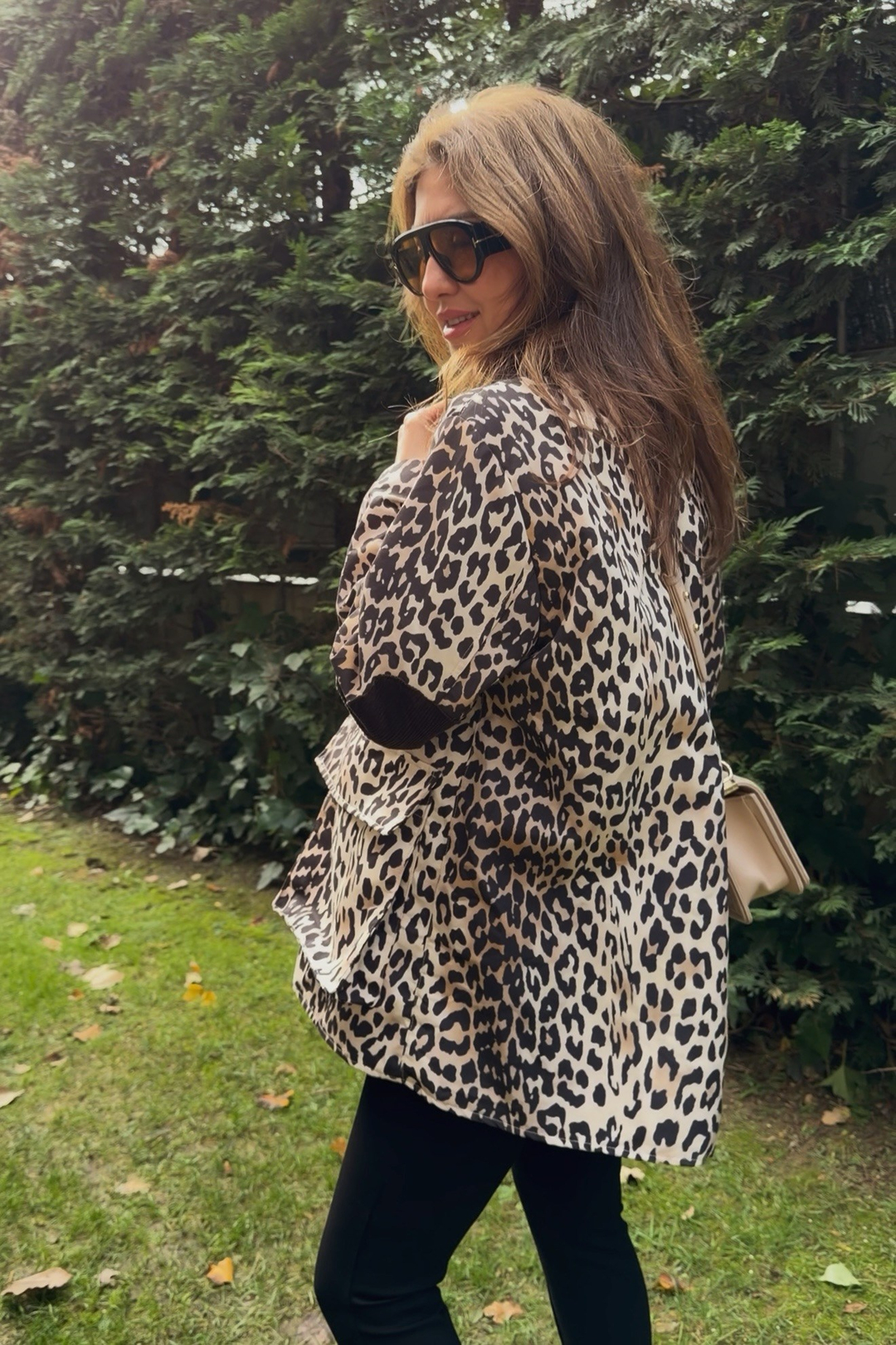 Leopar desenli oversize trençkot