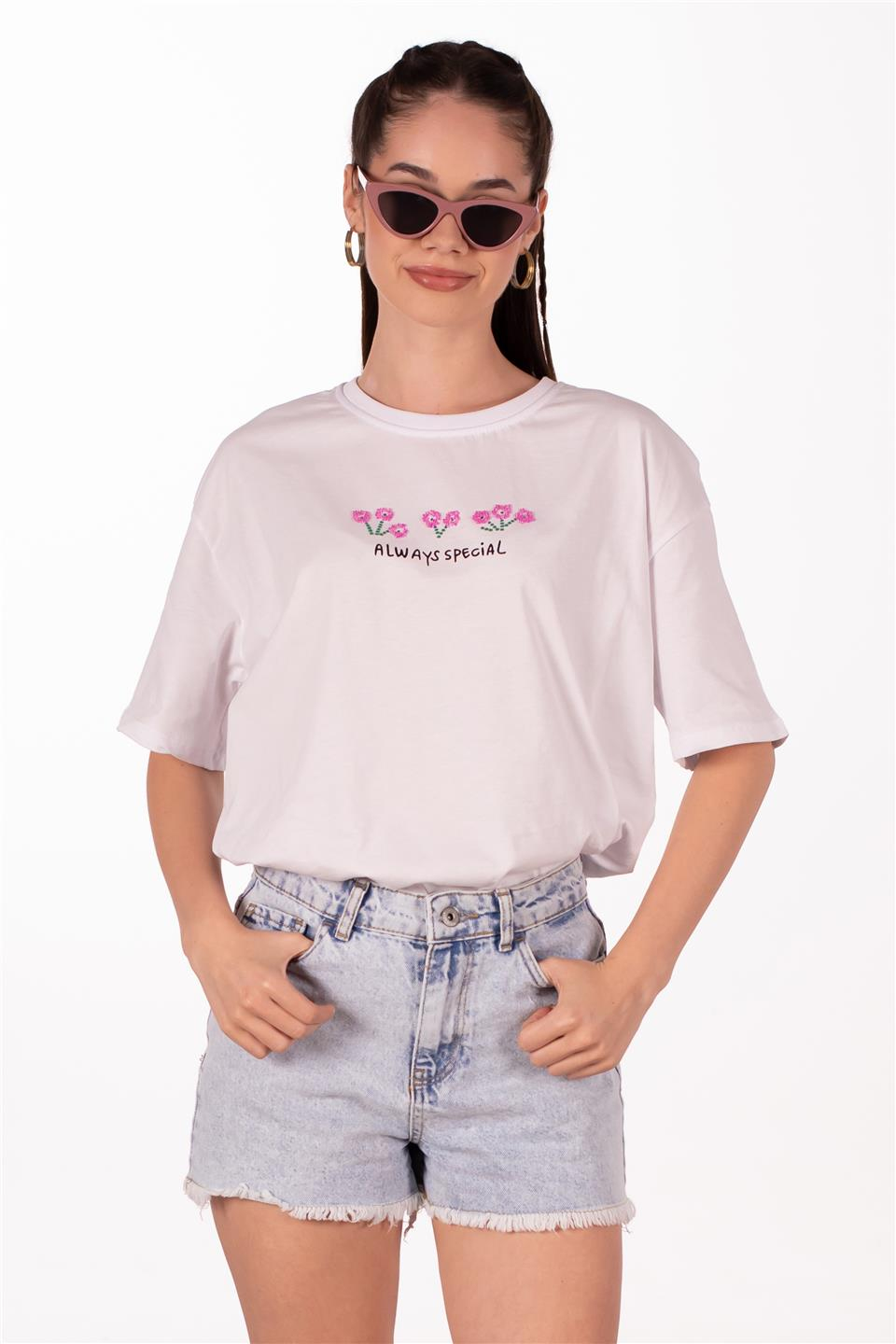 Always special yazılı t-shirt-DVN1011 Beyaz
