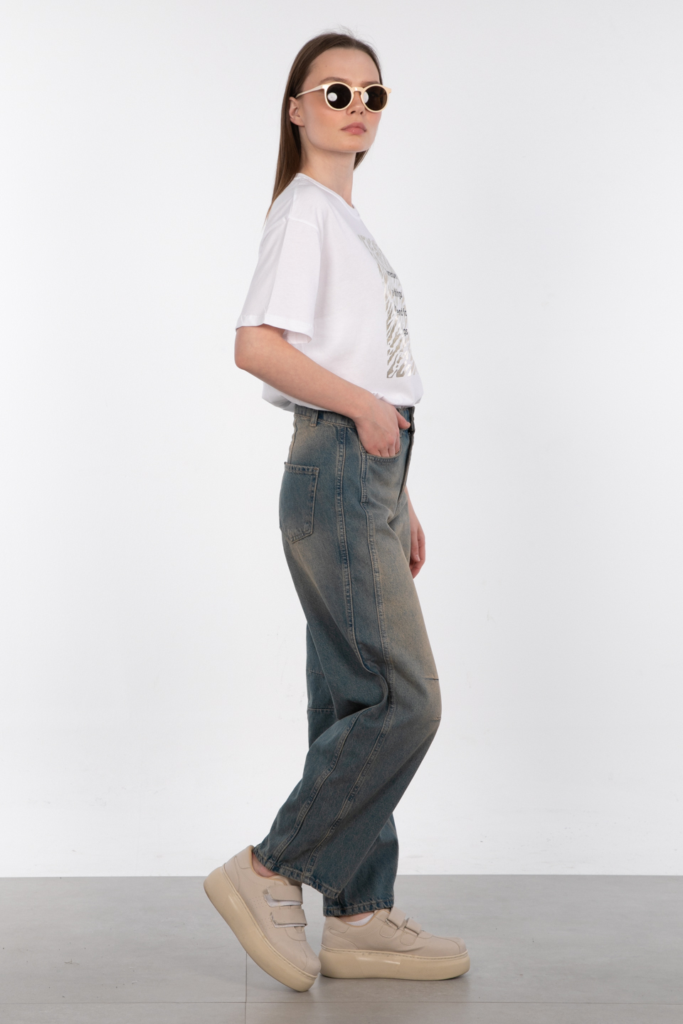 Balon jean pantolon-25-1008 Kahve Tint