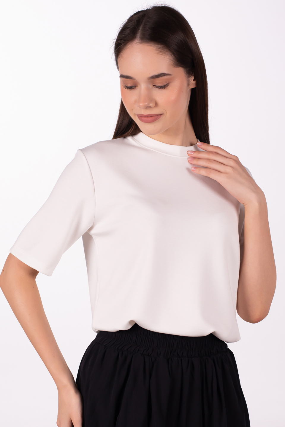 Basıc modal t-shirt-4318 Beyaz