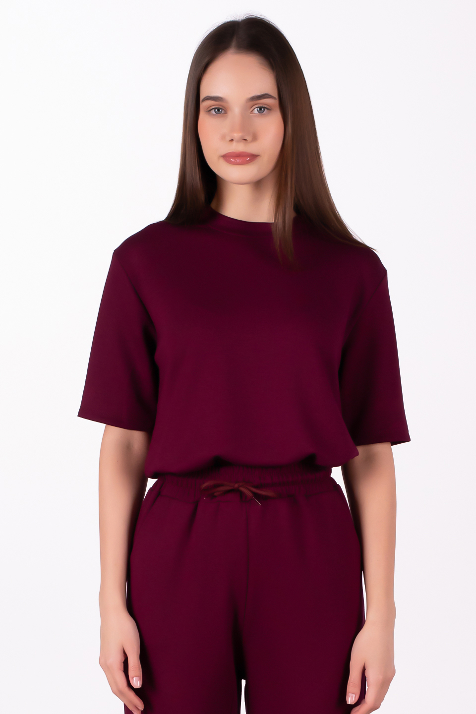 Basıc modal t-shirt-4318 Bordo